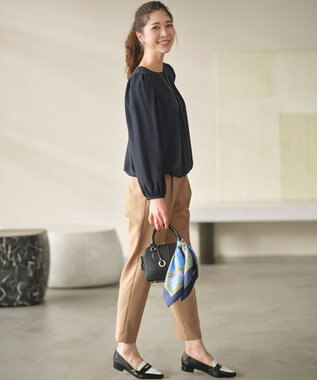 組曲 L 【WEB限定】ジョーゼットシフォン パフスリーブブラウス ネイビー系