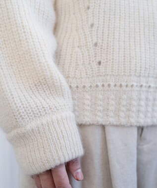 muuc 〈天然素材の上質なモヘヤ〉アルパカモヘヤ畦編みプルオーバー〈日本製〉 ホワイト