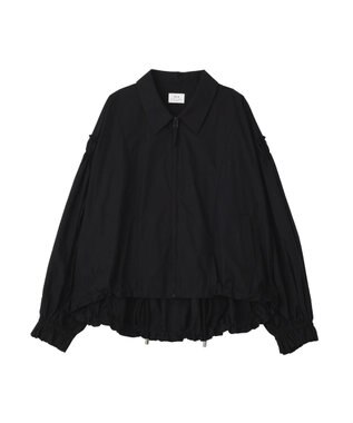 YECCA VECCA ボリュームギャザーデザインZIPブルゾン Black