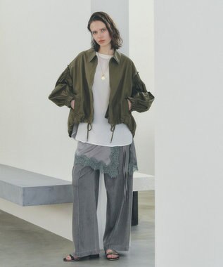 YECCA VECCA ボリュームギャザーデザインZIPブルゾン Khaki