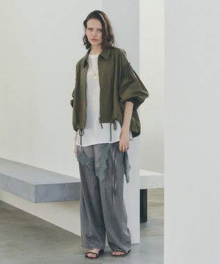 YECCA VECCA ボリュームギャザーデザインZIPブルゾン Khaki