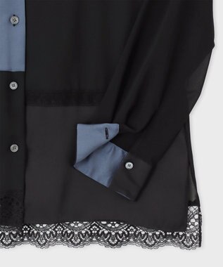 Paul Smith カラーブロック レース ブラウス ブラック