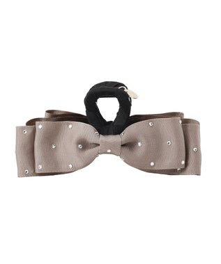 Maison de FLEUR ビジューグログランリボンバンスクリップ Brown