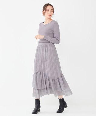 ANY SIS 【洗える】ティアードプリント スカート ラベンダー