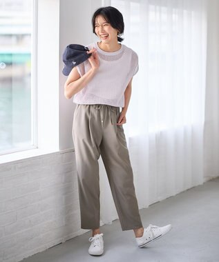 ANY フレンチスリーブメッシュニット ラベンダー