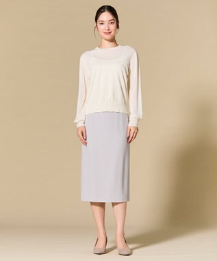 BEIGE， JULIE / コットンシルク 異素材プルオーバーニット Ecru