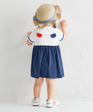 MIKI HOUSE HOT BISCUITS 【48-54cm】 麦わら風 リボン付きハット ベージュ