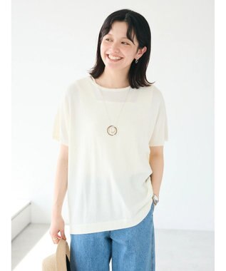 CRAFT STANDARD BOUTIQUE UVカット/接触冷感/洗える/ 半袖ニットプルオーバー Ivory