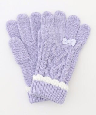 ANY KIDS ケーブルニット手袋 ライラック