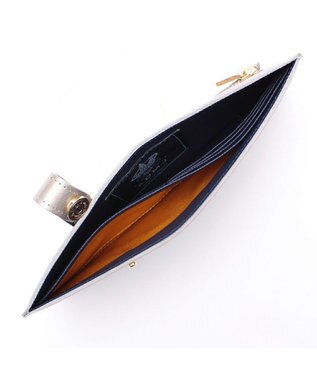 A.D.M.J. 【牛革】イタリアンレザークラックメタルスリムウォレット プラチナ