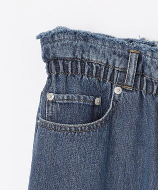 NAVE 【ReNAVE・洗える/軽量】ライトデニム ウエストギャザーパンツ ブルー系