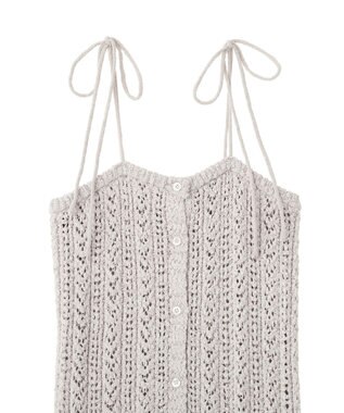 earth music&ecology 【予約】透かし編みニットキャミビスチェ ライトグレー