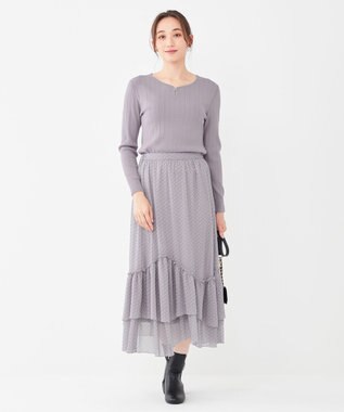 ANY SIS 【洗える】ティアードプリント スカート ラベンダー