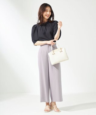 ANY SIS 【洗える】シアーストライプ ブラウス ネイビー