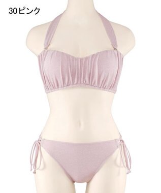 San-ai Resort（三愛水着楽園） 軽い着け心地でしっかり盛れる【楽盛り水着】　ラメギャザーワイヤー水着　9M　【San-ai Resort（サンアイリゾート）】 ピンク