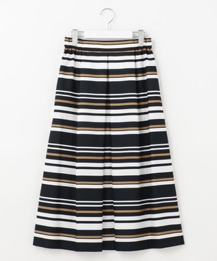 自由区 【接触冷感・速乾・UVカット・撥水・防シワ】リネンライクツイル タックスカート ネイビー系1