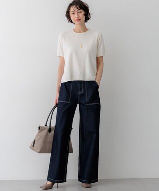 23区 L 【先行予約/見上愛さん着用】23区 Summer DENIM ベイカーパンツ ネイビー系