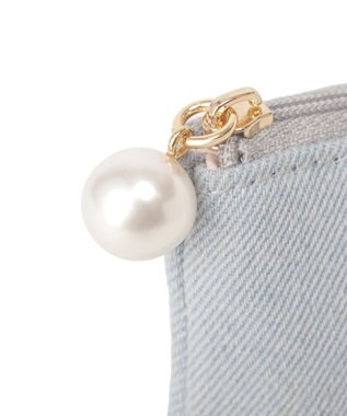Maison de FLEUR ラインストーンデニムポーチ Light Blue
