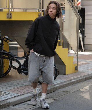 WEGO イージーバギーデニムショーツ グレー