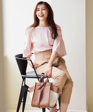 組曲 【ストレッチ・イージーケア】ハイウエストチノ パンツ ベージュ系