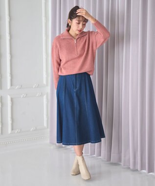 Feroux ハーフジップニット プルオーバー ピンク系