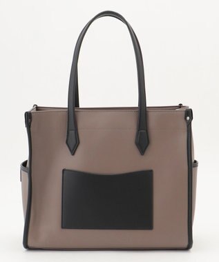 Y'SACCS リサイクルレザー　バインダーA4トートバッグ グレージュ×ブラック