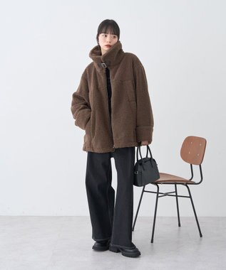 earth music&ecology ボアZIPブルゾン Brown