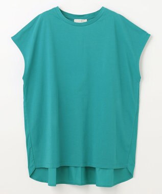 ANY L 【吸水速乾/シワになりにくい/アンチピリング】バックフレアフレンチスリーブカットソー グリーン