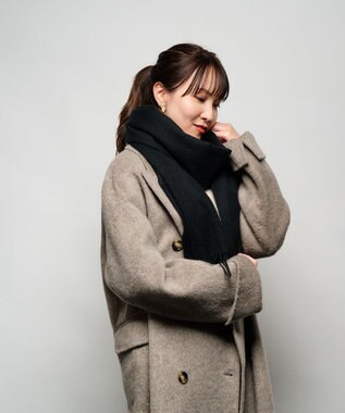 MOONBAT プラスムーンバット (+moonbat) カシミヤ100％無地ストール 洗える 190㎝×50㎝ ブラック