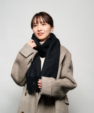 MOONBAT プラスムーンバット (+moonbat) カシミヤ100％無地ストール 洗える 190㎝×50㎝ ブラック