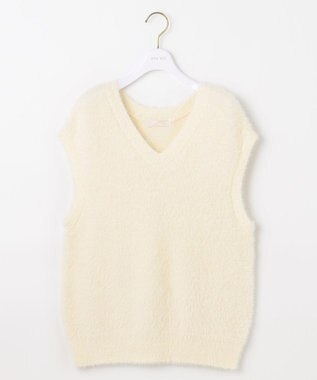 ANY SIS 【前後着用可】シャギーニット ベスト アイボリー