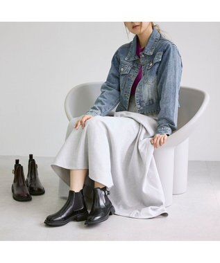 MODE ET JACOMO <carino>本革サイドゴアベルテッドショートブーツ ブラック