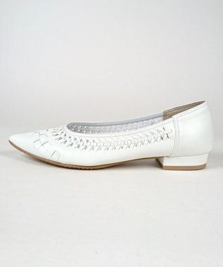 Dominic3 編み込みメッシュ ソフトパンプス ホワイト