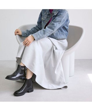 MODE ET JACOMO <carino>本革サイドゴアベルテッドショートブーツ ブラック