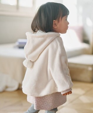 組曲 KIDS 【90㎝】あったかリバーシブルマント アイボリー