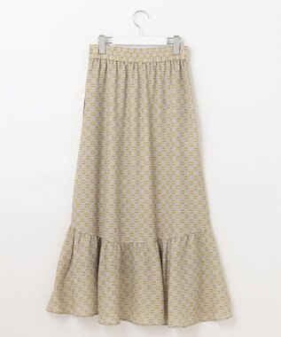 自由区 【洗える・XSサイズあり】アラベスクプリント スカート オリーブイエロー