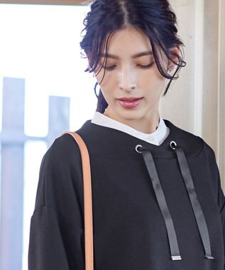 Tiaclasse 【洗える】フード風ダイバートップス ブラック