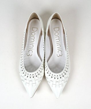 Dominic3 編み込みメッシュ ソフトパンプス ホワイト