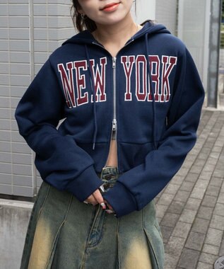 WEGO NEWYORK裏起毛ZIPパーカー ネイビー