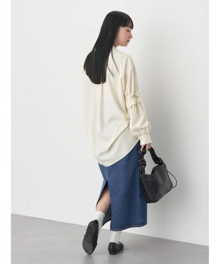 earth music&ecology ギャザースリーブシャツ Light Yellow