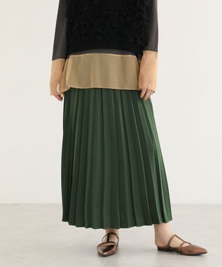 Green Parks サテン変形プリーツスカート Green