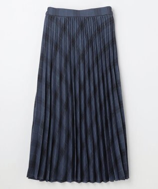 ANY 【新色追加/ウエストゴム】ウーリッシュプリーツスカート ネイビー系チェック