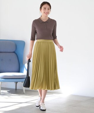 ANY 【洗濯機可能】ポロカラーニット ブラウン