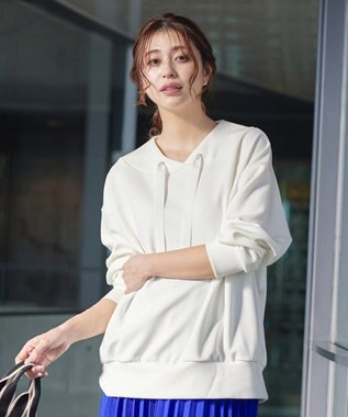 Tiaclasse 【洗える】フード風ダイバートップス オフホワイト