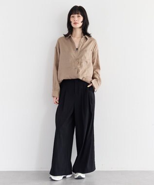 YECCA VECCA 3wayフレンチリネンシャツ Dark Beige