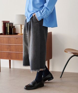 WEGO クロップドワイドデニムパンツ デニムブラック