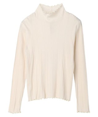 earth music&ecology コットンシアータートルネックプルオーバー Ivory