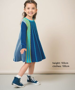 ami amie マルチカラーストライプワンピースFree Size ベージュ