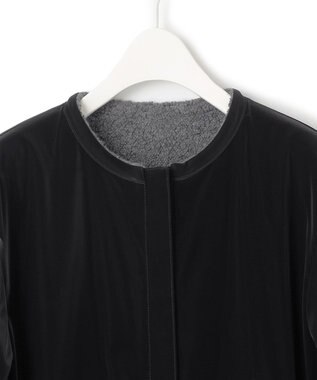 ICB 【リバーシブル着用可能】 ラミネートパイルキルト ミドル丈コート チャコール系