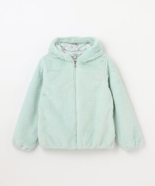 ANY KIDS アニマル耳 フェイクファー ブルゾン ミント×クマ